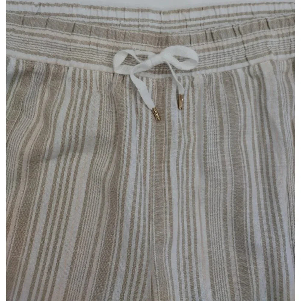 Land N Sea Women's Beige & White Striped Linen Blend Shorts, Size 3X, NWT